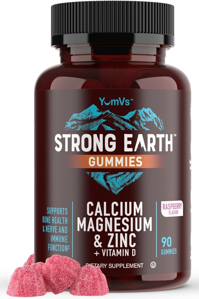 Ασβέστιο Μαγνήσιο Ψευδάργυρος Gummies με βιταμίνη D3 – Ασβέστιο Μαγνήσιο Ψευδάργυρος D3 συμπλήρωμα Gummies Υποστηρίζει δύναμη των οστών & ανοσοποιητική υποστήριξη – Νόστιμο Kosher Gummy Βιταμίνες – 90 Count
