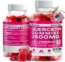 Quercetin Gummies - 2500MG με Bromelain, L-Θεανίνη και ψευδάργυρο Vegan ανοσοποιητική υποστήριξη συμπλήρωμα για τα παιδιά και τους ενήλικες - Αλλεργία ανακούφιση & πνεύμονα υγεία