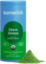Sunwink Detox σε σκόνη Πράσινοι - Βιολογικά Πράσινα SuperFood Σκόνη για Debloat - Super Greens Powder w/Celery, Dandelion, Spirulina - Daily Greens Powder for Gentle Detox - 4.2 oz (20 Servings)