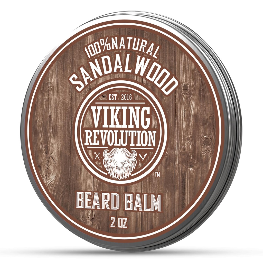 Naking Revolution Sandalwood Beard Balm - Βούτυρο με έλαιο Argan, Αποσκληρυντής για Άντρες με έλαιο Jojoba - Moisturizer για Άντρες με κερί μέλισσας - Κερί για Άνδρες (2oz, 1 Pack)