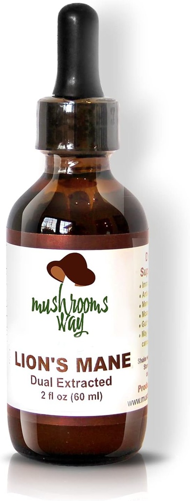 Lions Mane – Lions Mane Mushroom Supplement for Memory, Focus & Clarity – Διπλό εκχύλισμα για τα καλύτερα οφέλη – Εγκεφαλική υγεία, υγεία των ούλων, ανοσοκαταστολή – Μη-GMO, Χωρίς γλουτένη, Vegan – 2 Fl Oz