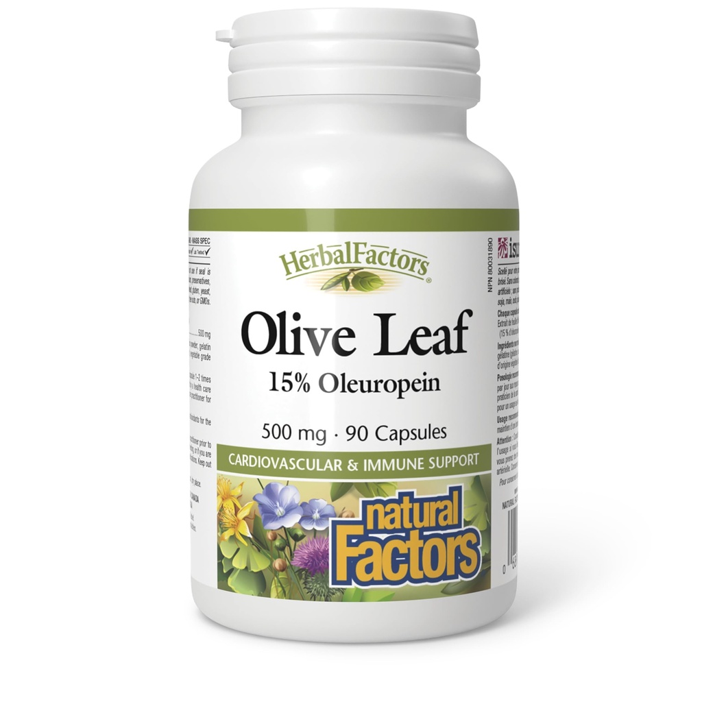 Φυτικά προϊόντα από Φυσικούς Παράγοντες, Olive Leaf 500 mg, Natural Wellness Formula, 90 Κάψουλες