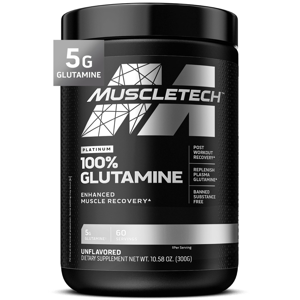 Muscletech 100% L-Γλουταμίνη Σκόνη για την Ενισχυμένη Ανάκτηση των Μυών - Αμιγής L Γλουταμίνη Μυϊκή Ανάπτυξη Builder & Ενέργεια Ενισχύοντας Συμπλήρωμα Διατροφής για Άνδρες & Γυναίκες - Χωρίς γεύση, 60 Υπηρεσίες