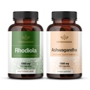 HERBAMAMA Rhodiola Rosea και Ashwagandha Kit - Συσκευασία των 1000 mg Rhodiola Rosea Κάψουλες & 1500 mg Ashwagandha Root Caps - Vegan, Non-GMO, Gelatin- Free - 2 Pack