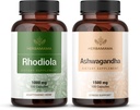 HERBAMAMA Rhodiola Rosea και Ashwagandha Kit - Συσκευασία των 1000 mg Rhodiola Rosea Κάψουλες & 1500 mg Ashwagandha Root Caps - Vegan, Non-GMO, Gelatin- Free - 2 Pack