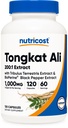 Nutricost Tongkat Ali 1.000mg 120 Κάψουλες - με Tribulus Terrestris και BioPerine, χορτοφαγικά Caps, μη ΓΤΟ, Χωρίς γλουτένη, ισχυρό εκχύλισμα