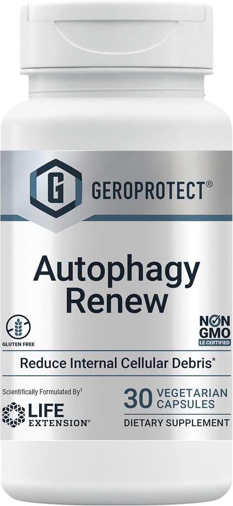 Επέκταση ζωής GEROPROTECT® Autophagy Renew, Luteolin, πιπερλογουμίνη, κυτταρική υποστήριξη υγείας, υγιή γήρανση, χωρίς γλουτένη, μη ΓΤΟ, χορτοφάγοι, 30 κάψουλες