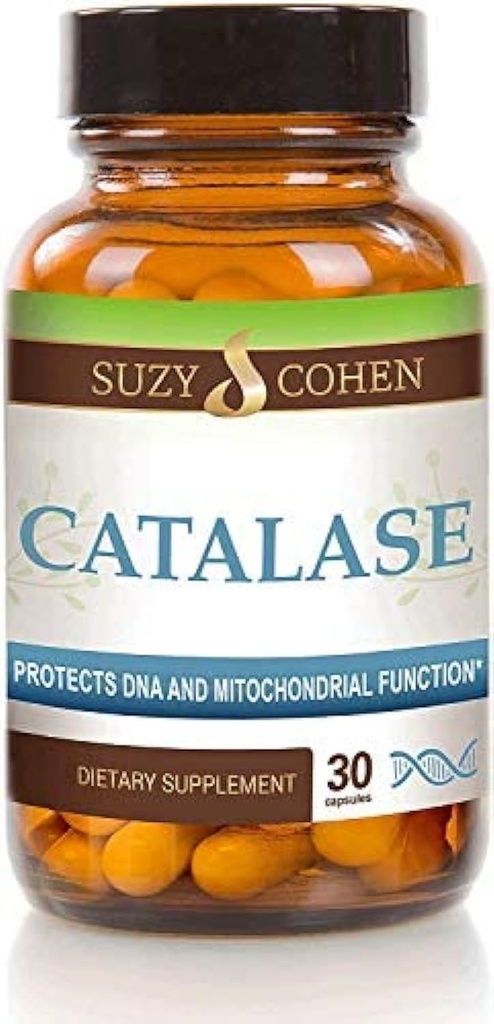 Suzy Cohen Catalase 12.500 CATu Συμπλήρωμα Διατροφής, Συστατικό Ένζυμο, Εξουδετερώνει το υδρογόνο υπεροξείδιο, Υποστηρίζει το δέρμα, τα μαλλιά, και τη συνολική ευεξία, 30 κάψουλες καθυστέρησης-απαλλαγής