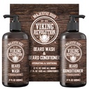 Viking Revolution Beard Wash and Beard Conditioner for Men with Argan Oil and Jojoba Oil - Beard Αποσκληρυντής και ενισχυτής Beard Care Shampoo και Conditioner με Beard Oil (17oz, Majestic Oud)