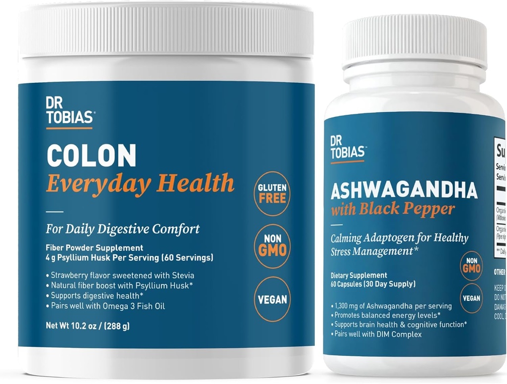 Dr. Tobias Colon Everyday Health and Ashwagandha Κάψουλες, Digestive Wellness & Resilience Bundle, Υποστηρίζει Ισορροπημένη Ενέργεια & Υγεία Ούρων, Vegan, Μη ΓΤΟ