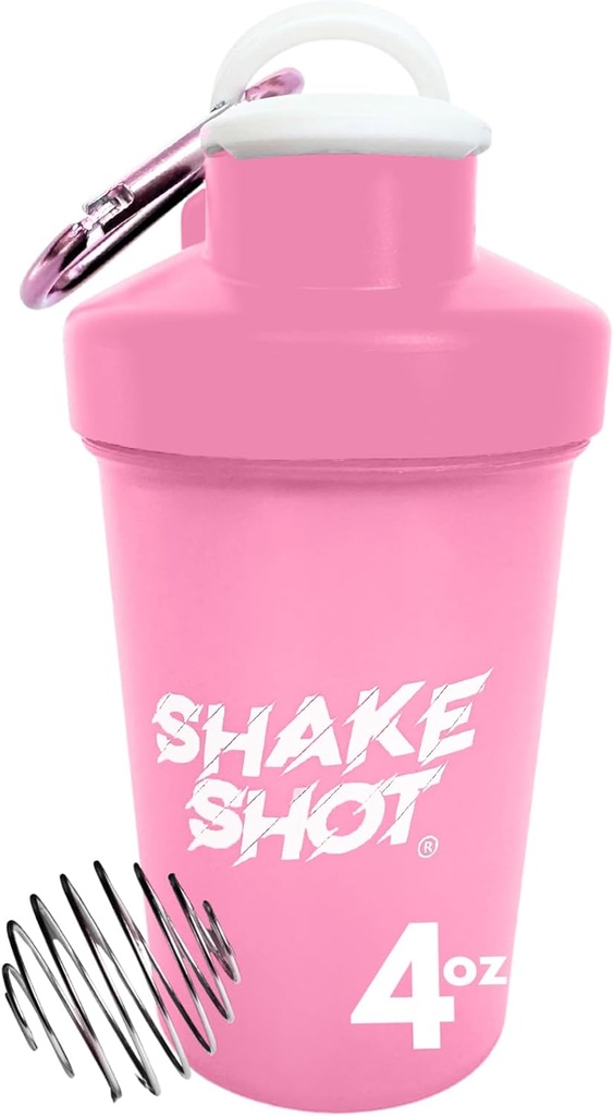 Pink - 4 ουγκιά μίνι shaker μπουκάλι για προ προπόνηση, Creatine, Small Scoop συμπληρώματα (όχι για πρωτεΐνες) Clip & Shaker μπάλα