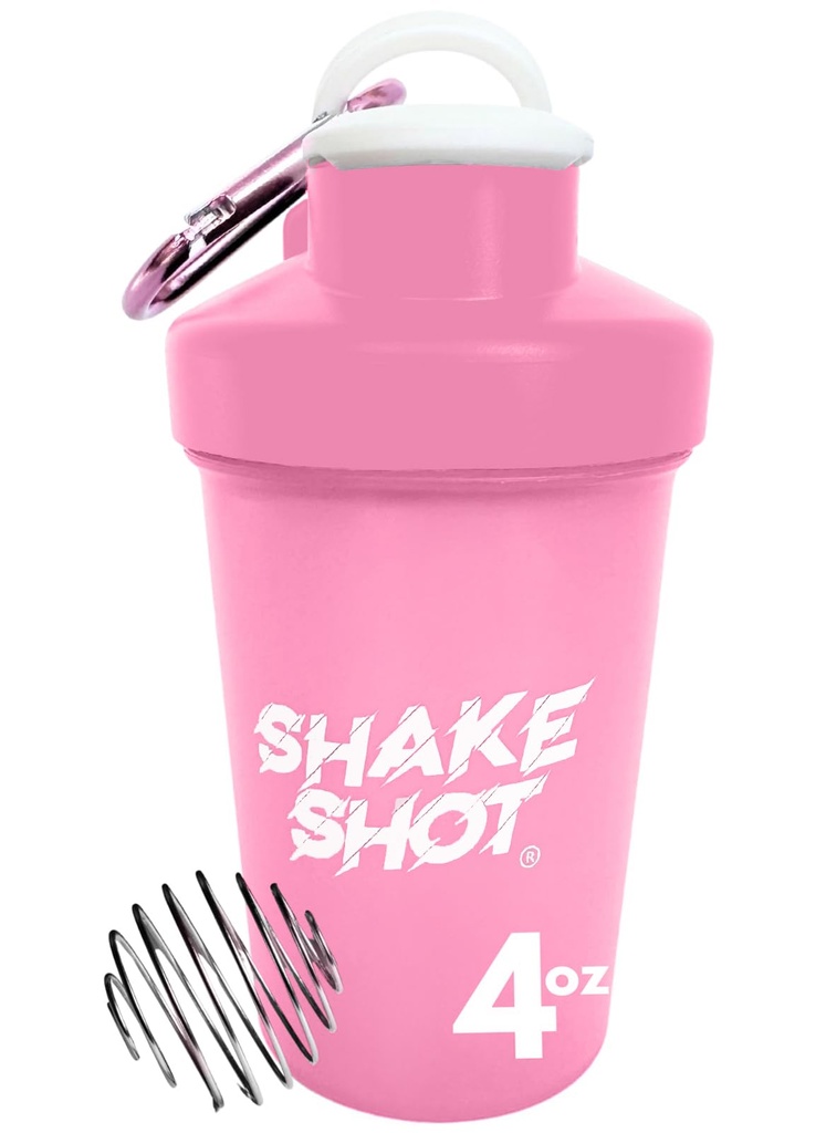 Pink - 4 ουγκιά μίνι shaker μπουκάλι για προ προπόνηση, Creatine, Small Scoop συμπληρώματα (όχι για πρωτεΐνες) Clip & Shaker μπάλα