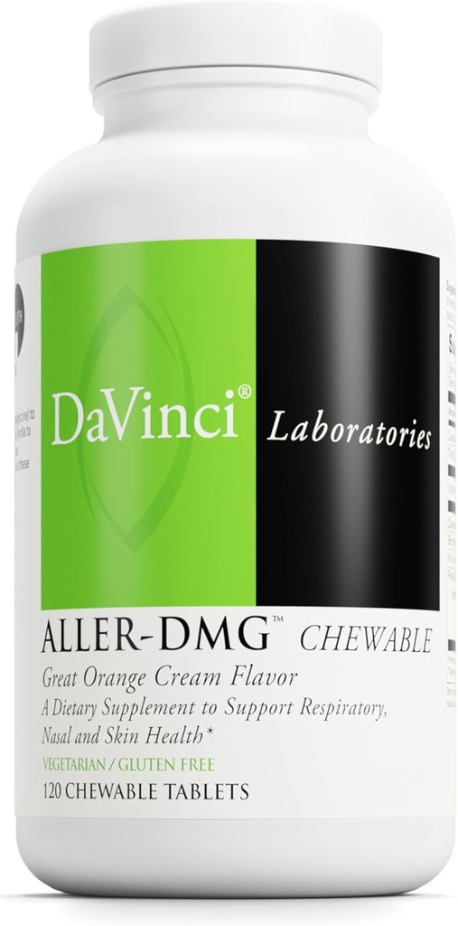 DAVINCI Labs Aller-DMG Chewable - Immune Health Support, Histamine Aid & αναπνευστική υποστήριξη* - Orange Cream Flavor - 120 Chewable Vegetarian Tablets (60 Servings)