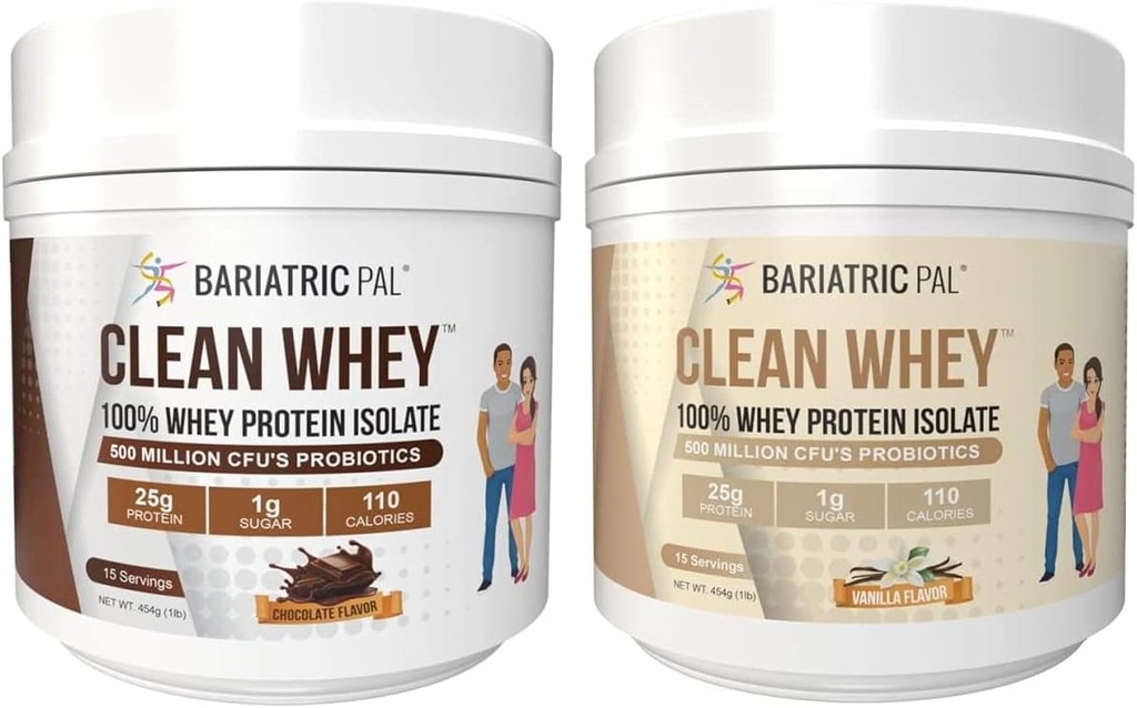 BariatricPal Clean Whey Protein (25g) with Probiotics - Chocolate & Vanilla Variety Pack