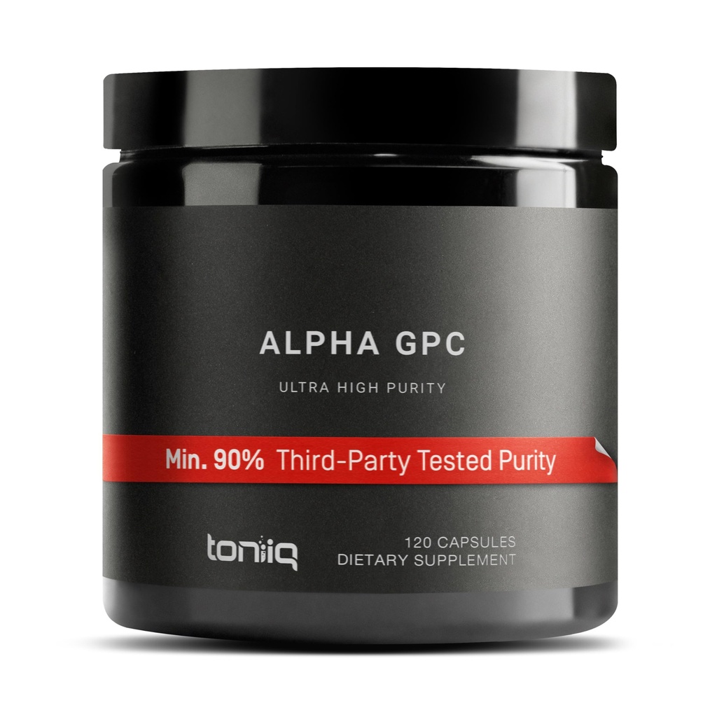 Toniiq Ultra High Purity Alpha GPC Κάψουλες - 600mg Συμπυκνωμένη Φόρμουλα - 90%+ Εξαιρετικά καθαρό και βιοδιαθέσιμο Nootropic - 120 κάψουλες Alpha GPC Supplement