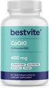 BESTVITE Coenzyme CoQ10 400mg (120 κάψουλες χορτοφαγικής) Φυσικά ζυμωμένο - Δεν Stearates - Vegan - Χωρίς γλουτένη - Μη ΓΤΟ