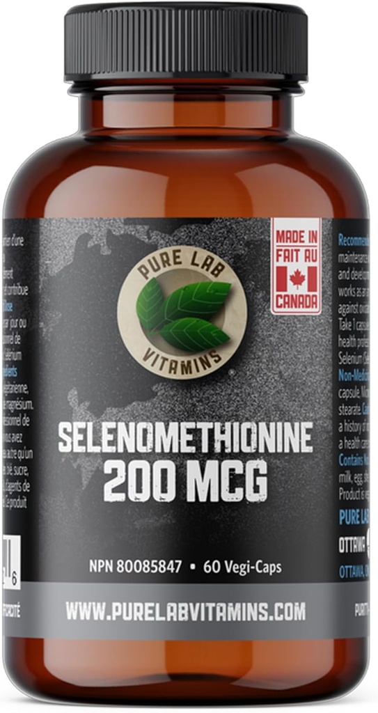 Σελήνιο 200mcg Συμπλήρωμα - Σεληνομεθειονίνη - 60 v-caps από το Pure Lab Vitamins - Χωρίς γλουτένη Κατασκευάζεται στον Καναδά.