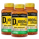 MASON ΦΥΣΙΚΗ Βιταμίνη D3 25 mcg (1000 IU), Οστική & Ανοσολογική Υποστήριξη, από ιχθυέλαιο, 60 Softgels (πακέτο των 3)