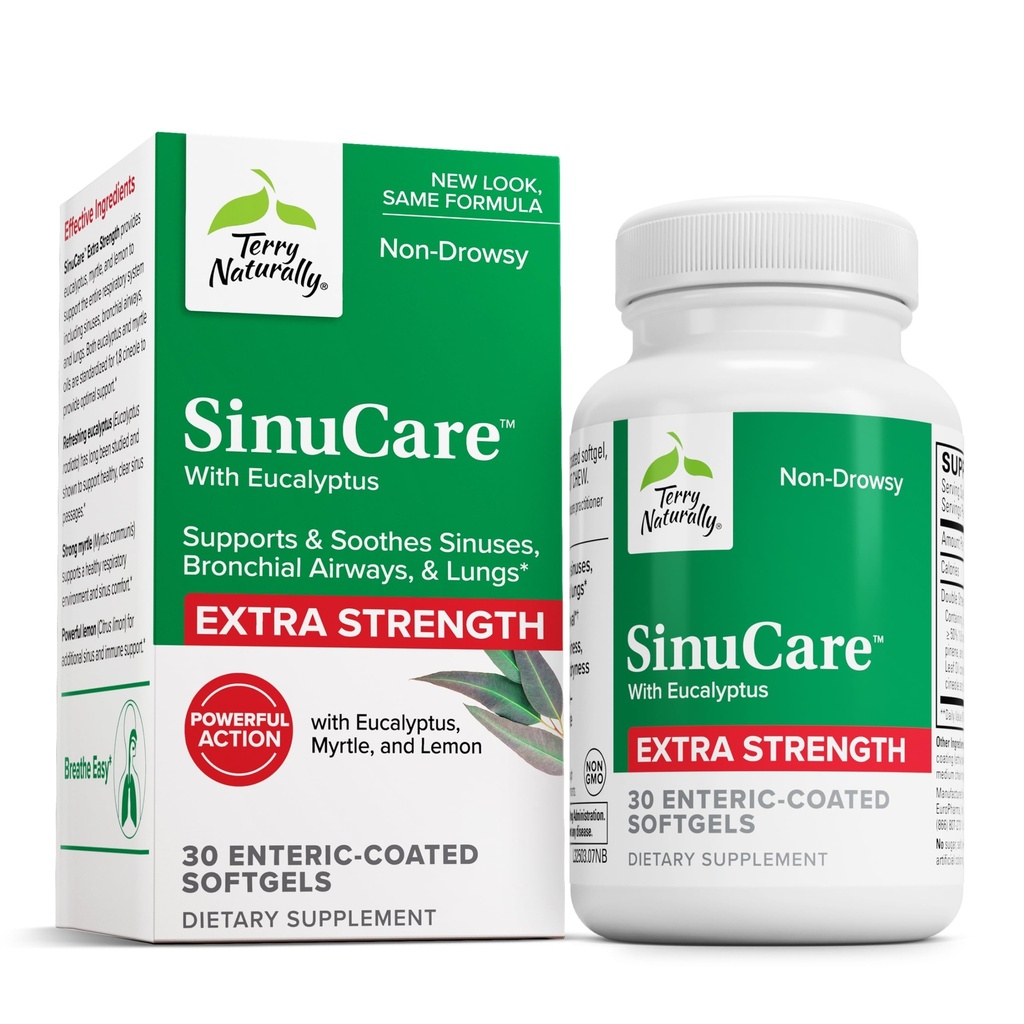 Terry Φυσικά SinuCare Extra Strength - Συμπλήρωμα διατροφής με Ευκάλυπτο & Myrtle - Immune & Lung Health Support - Συμπληρωματική Φόρμουλα για να βοηθήσει Sinus Υγεία - 30 Υπηρεσίες