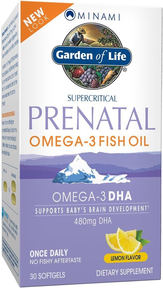 Κήπος της ζωής Προγεννητική DHA Omega 3 συμπλήρωμα ιχθυέλαιο - Minami φυσικό προγεννητικό, λεμόνι, 30 Softgels