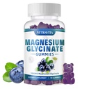 Glycinate Gummys μαγνήσιο 1000mg με L-Θρεονικό μαγνήσιο, Chelated Μαγνήσιο Κάλιο Συμπλέγματος συμπλήρωμα με VitD, B6, CoQ10, Ασβέστιο, Υποστηρίζει για τη μνήμη, ηρεμία, Mood - 90 Gummies Blueberry
