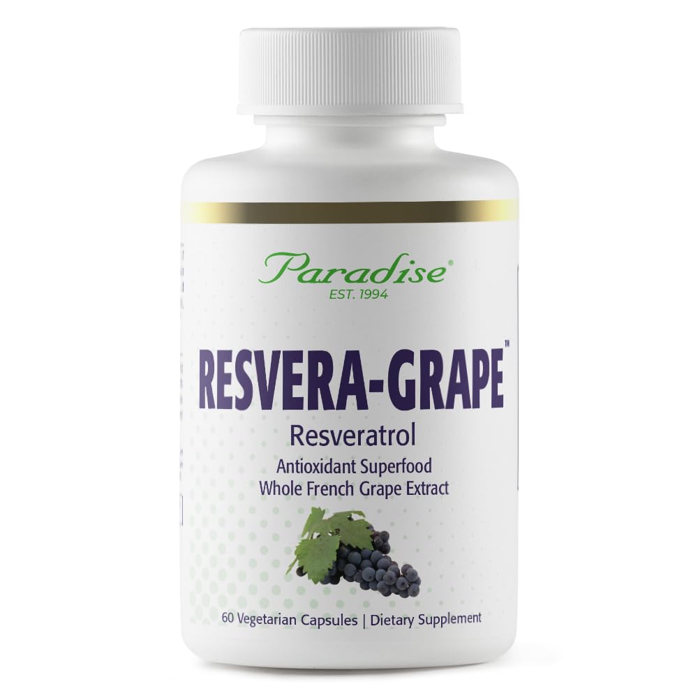 Paradise Herbs Resveragrape Resveratrol Polyphenols 60 Capsules | Vegetarian dietary supplement with OPCs, non-GMO and gluten free, formulated with grape-derived antioxidant compounds