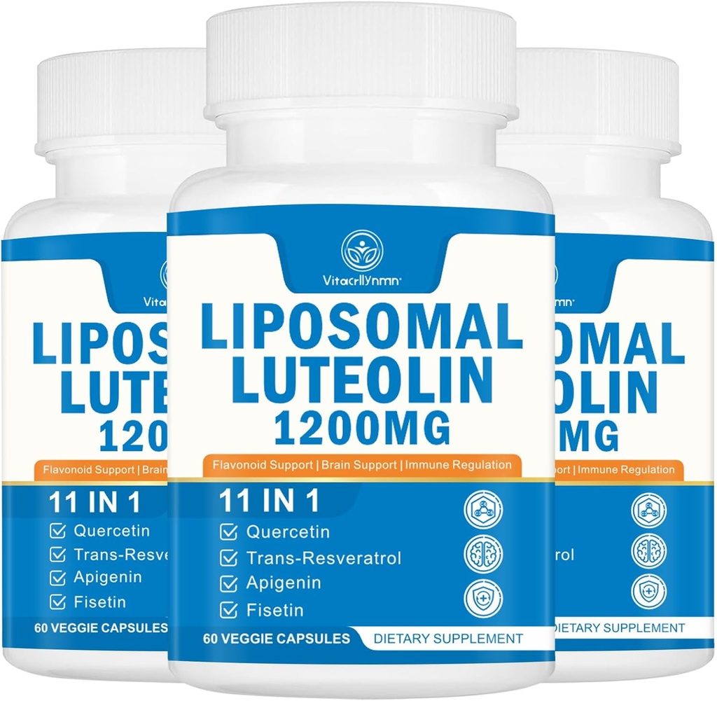1200MG Liposomal Luteolin Supplement - Μέγιστη Απορρόφηση, Αντιοξειδωτική Ενίσχυση για το Εγκέφαλο 180 Κάψουλες
