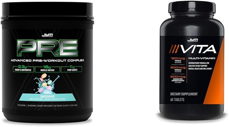 PRE JYM X - Shockwave Pre Workout Powder & Vita JYM Sports Πολυβιταμίνη για αθλητές 60 δισκία