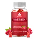 400mg Γλυκινικό μαγνήσιο Glycinate Gummies με 200mg μηλεϊνικό μαγνήσιο, βιταμίνη D, B6, και CoQ10, συμπλήρωμα γλυκινικό μαγνήσιο για την χαλάρωση και τη Γνωστικότητα, Χωρίς ζάχαρη, άρωμα σμέουρων - 60 Gummies