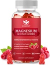 400mg Γλυκινικό μαγνήσιο Glycinate Gummies με 200mg μηλεϊνικό μαγνήσιο, βιταμίνη D, B6, και CoQ10, συμπλήρωμα γλυκινικό μαγνήσιο για την χαλάρωση και τη Γνωστικότητα, Χωρίς ζάχαρη, άρωμα σμέουρων - 60 Gummies