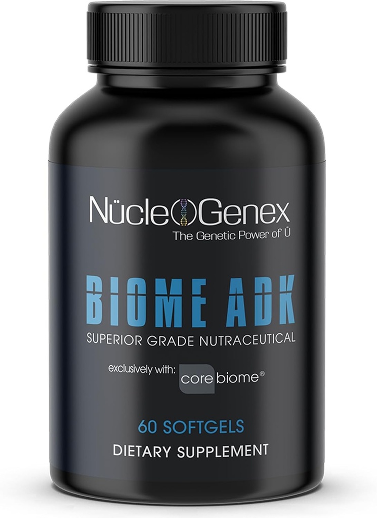 Biome ADK - συμπλήρωμα για την υγεία και την ενίσχυση της ενέργειας με CoreBiome Tributyrin - Υποστηρίζει φραγμό στην κοιλιά, Μιτοχονδριακή Δραστηριότητα, Υγιεινό Βάρος & Χλωρίδα Ισορροπία - 1-3 Κάψουλες Καθημερινή - 60 Μέτρα