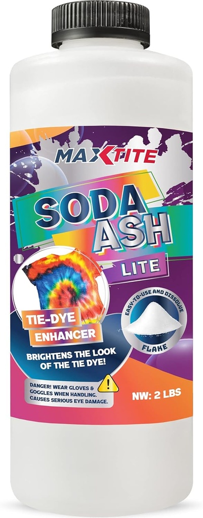 MAXTITE Τέφρα Σόδα Lite (2 λίβρες) - 100% καθαρό ανθρακικό νάτριο - Πλύσιμο σόδας, κύβος γραβάτας, ενισχυτής pH και περισσότερα - HDPE Container w/Resaverable Child Resistant Cap