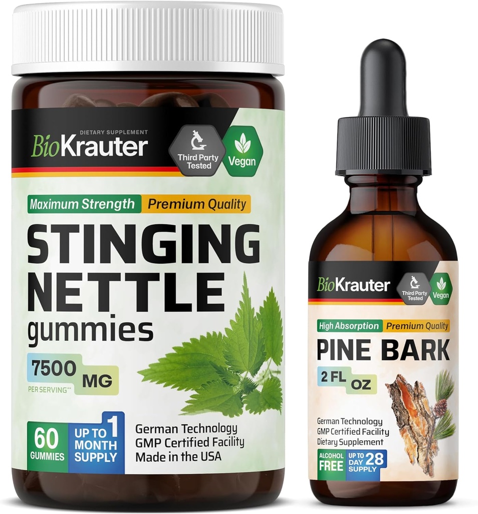 BIO KRAUTER Στίγμα Νετλ 60 Gummies & Pine Bark Βάμμα 2 Fl. Oz.