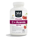 365 από το Whole Foods Market, Chewable C + Acerola C 500mg, Φυσικό άρωμα κερασιού, Vegan, 90 δισκία