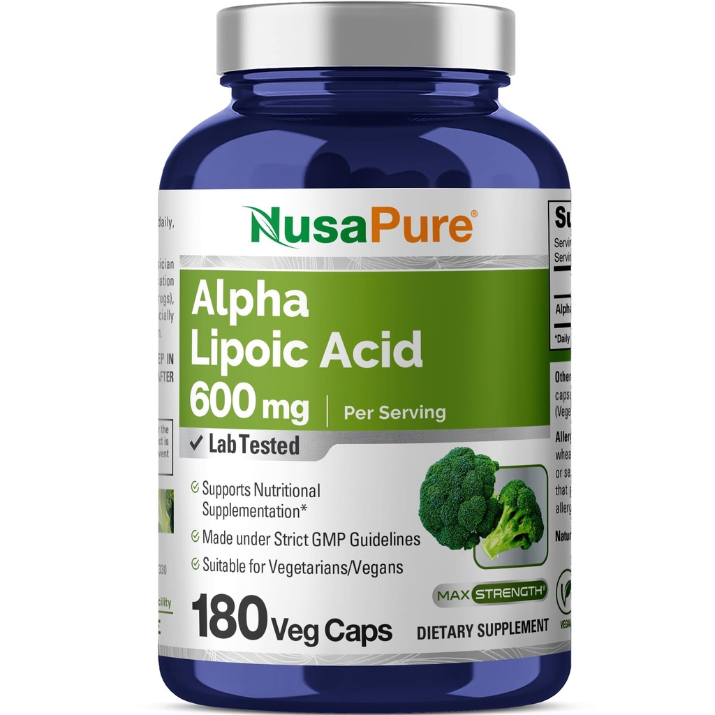 NusaPure Alpha Lipoic Acid 600 mg ανά Σερβίροντας 180 κάψουλες Veggie (χορτοφαγικά, μη ΓΤΟ, Vegan)