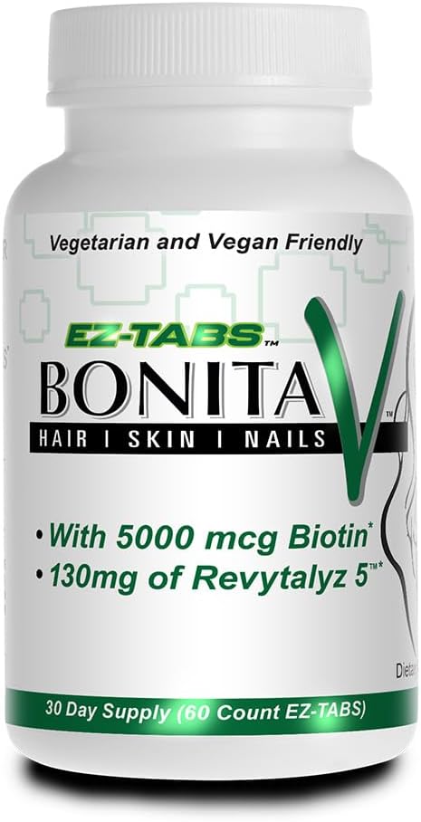 Essential Source Bonita V Vegan Hair Nails and Skin Vitamins for Women - 20 ενεργά συστατικά συμπεριλαμβανομένων της βιοτίνης - ισχυρότερα νύχια, υγιές δέρμα, ανάπτυξη μαλλιών - 60 EZ-TAB Veggie δισκία