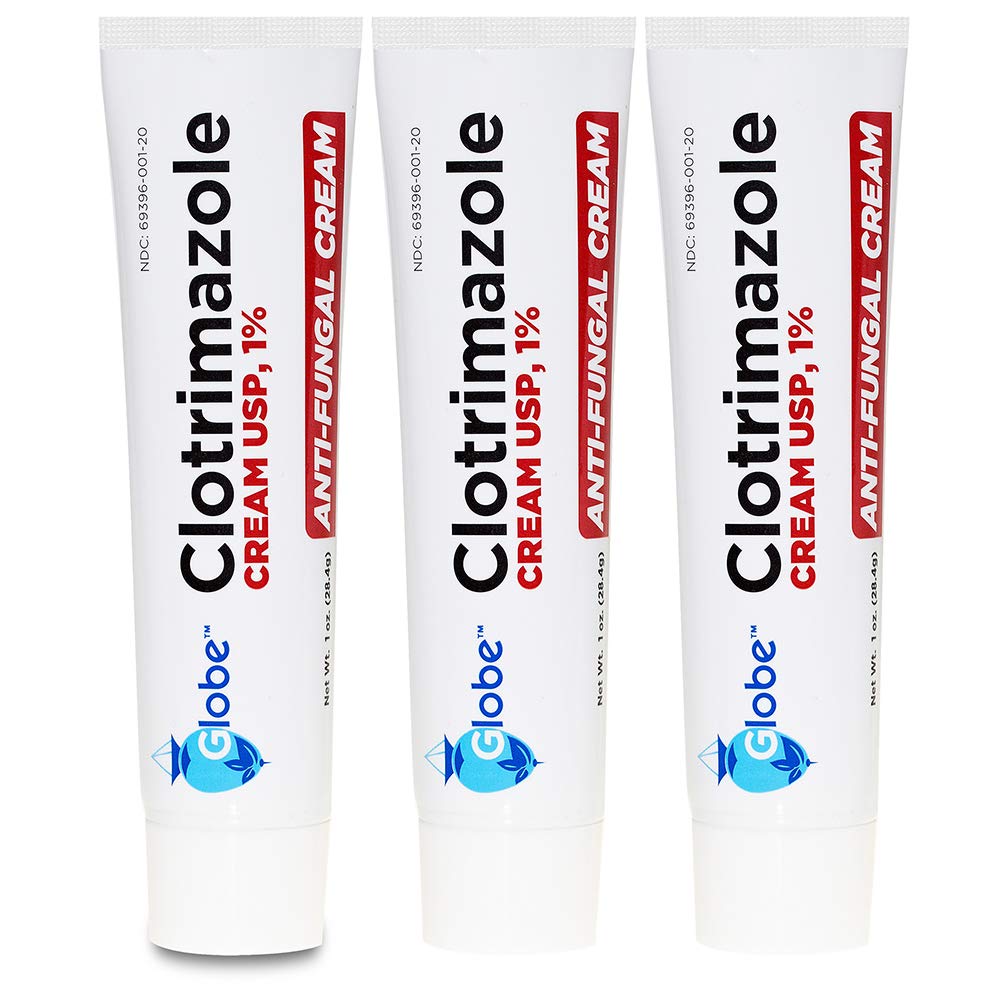 Globe Clotrimazole Αντιμυκητιασική Κρέμα 1% USP, 1 oz (3 Pack), Αντιμυκητιασική Θεραπεία, Ανακουφίζει φαγούρα, καύση, ρωγμή και κλιμάκωση Associated Athletes Foot, Jock Itch, Ringworm και More