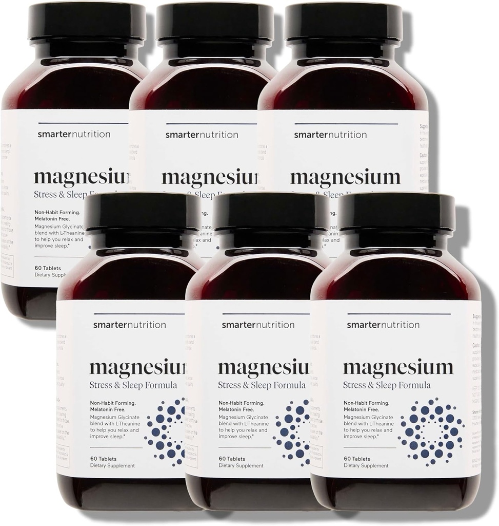 Smarter Nutrition Magnesium Complex - Χηλικό Γλυκινικό Μαγνήσιο + Κιτρικό, Κακή για τον ύπνο, την χαλάρωση, τους μυς & τα νεύρα + Κλινικά Αποδεδειγμένο L- Theanine, Μη- ΓΤΟ-360 Tablet[180- Ημερήσιος εφοδιασμός]