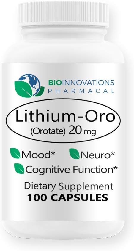 Το λίθιο Oro 20 mg, υποστηρίζει την υγιή διάθεση συναισθηματική ευεξία, συμπεριφορά και μνήμη. Βιοδιαθέσιμα, 100 Caps (Elemental Lithium Orotate)