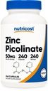 Nutricost Ψευδάργυρος Picolinate 50mg, 240 Κάψουλες χορτοφάγων - Χωρίς γλουτένη και μη ΓΤΟ (240 Caps)