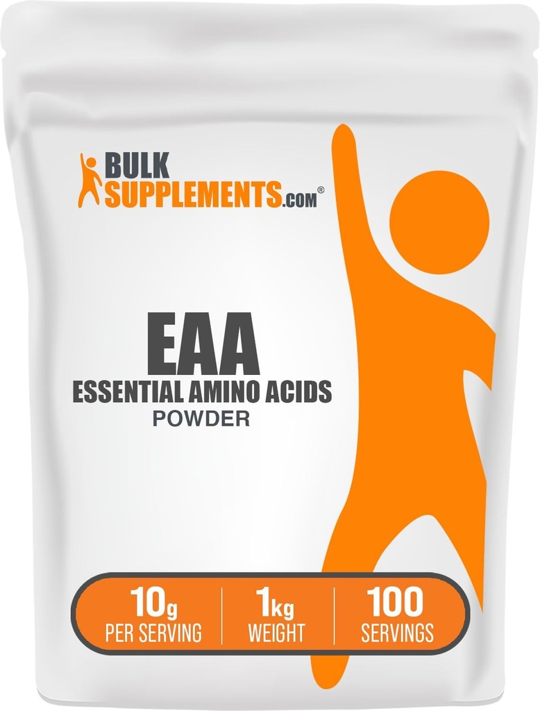 BulkSupplements.com Essential Amino Acids Powder - Essential Amino Acids Supplements, EAA Powder - Χωρίς γεύση και γλουτένη, 10g ανά Σερβίρισμα, 1kg (2,2 λίβρες) (Pack of 1)
