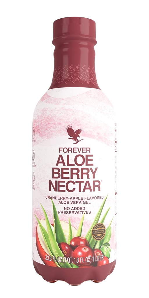 Forever Living - Aloe Berry Nectar, 90,7% Pure Aloe Vera Gel με Cranberries και Μήλα, Χωρίς Προστιθέμενα Συντηρητικά, 1L (Pack of 1)