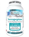 Bio Absorb Serrapeptase Enzyme, High Potency 120000 Units (SPU), 200-Day Supply, Delayed Release Vegetarian Capsules (DRcaps) for Maximum Absorption
