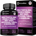 Γαϊδουράγκαθο γάλακτος 3000mg NAC Chanca Piedra 2000mg Artichoke 2000mg Beet Root 2000mg Dandelion Root 1000mg, Liver Cleanse Detox & συμπλήρωμα επισκευής με TUDCA Choline και Ginger για άνδρες και γυναίκες, 60 κάψουλες