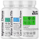 Youth & Tonic Sculpt Shred Cleanse Detox 3X Χάπια απώλειας βάρους: Ορεκτικό Καταπιεστικό, λίπος Burner, ενέργεια Booster & νυχτερινή καθαριότητα για τη διατροφή – 120 χάπια
