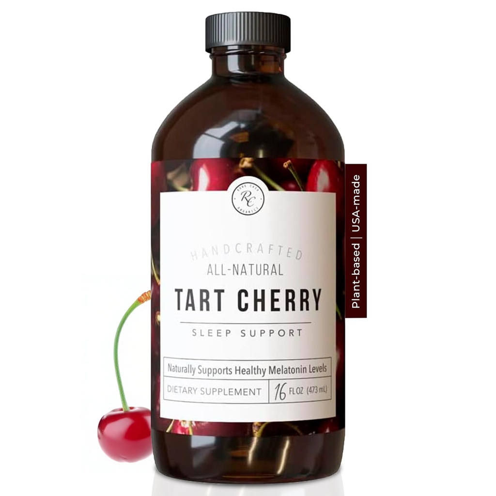 Rowe Casa Organics Tart Cherry Organic Sleep Support with Valerian Root, υποστηρίζει τον κανονισμό του κύκλου ύπνου και την αποκατάσταση των μυών (16 FL Ounces)