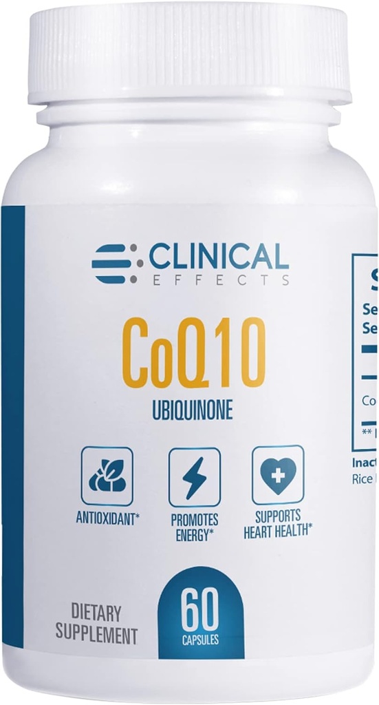 Clinical Effects CoQ10 Supplement - Coenzyme Q10 200mg - 30-Day Supply - Ubiquinone Antioxidant Supplement for Heart Health, Cognitive Functions and Energy Support - 1 κάψουλα την ημέρα - Κατασκευάζεται στις ΗΠΑ