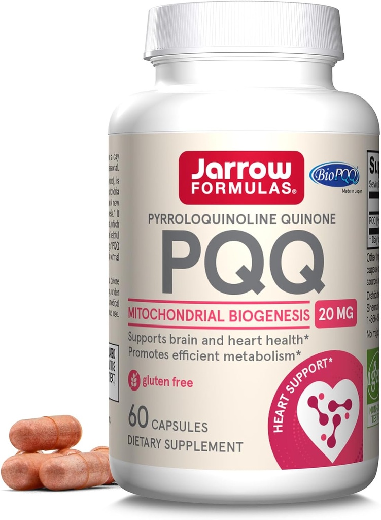 Jarrow Formulas PQQ 20 mg - 60 κάψουλες - Προάγει τη μιτοχονδριακή βιογένεση - Υποστηρίζει την υγεία της καρδιάς και του εγκεφάλου - 60 υπηρεσίες
