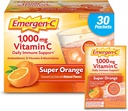 Emergen-C 1000mg σκόνη βιταμίνης C για την καθημερινή ανοσοποιητική υποστήριξη Caffeine Δωρεάν συμπληρώματα βιταμίνης C με ψευδάργυρο και Μαγγάνιο, βιταμίνες Β και ηλεκτρολύτες, Super Orange Flavor - 30 Count