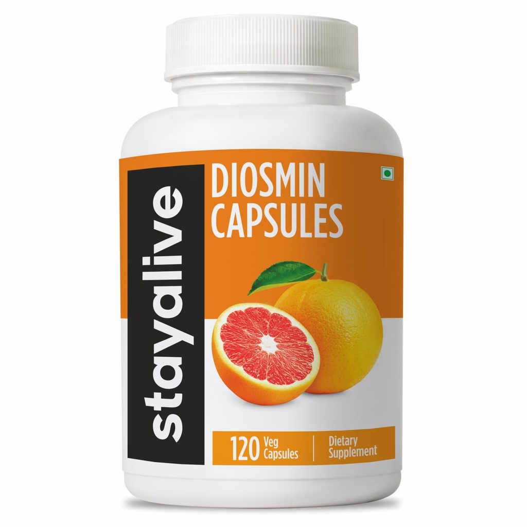 STAY ALIVE Pure Diosmin Complex 1000mg Formula, 120 κάψουλες, Citrus Bioflavonoids πλούσιο εκχύλισμα φρούτων, 2μηνη προσφορά, 100% χορτοφαγική, μη ΓΤΟ και συμπλήρωμα χωρίς γλουτένη Diosmin